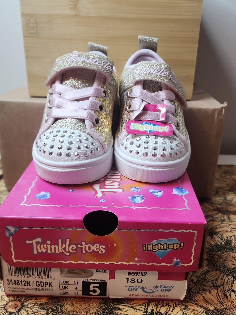 Light-Up Girls' Pink & Gold Sneakers